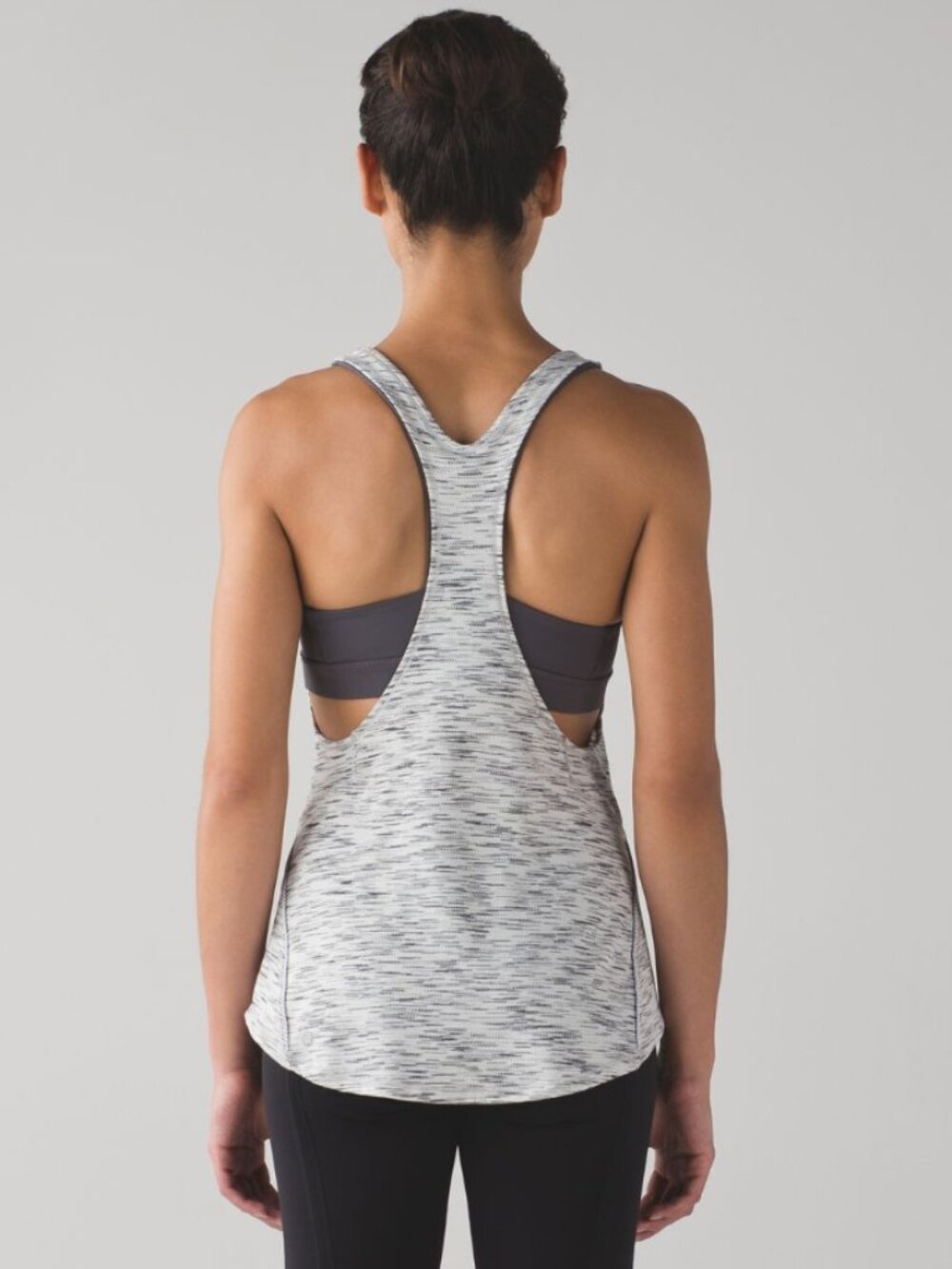 Lululemon On Track Layered Tank Top Space Dye Black White 4